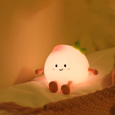Latest Cute Peach Silicone Night Light Rechargeable Eye Protection বেডসাইড ল্যাম্প বেবি বেডরুমের জন্য রঙিন Peach Night Lighting