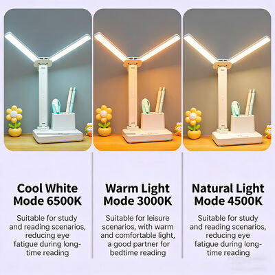 আধুনিক ডাবল-হেডেড এলইডি নাইট লাইট রিচার্জেবল এবিএস বডি ফোল্ডিং ক্লক ল্যাম্প স্কয়ার ব্রাইটনেস টেবিল ডেস্ক ল্যাম্প হোম ব্যবহারের জন্য