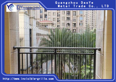 ব্যালকনি অদৃশ্য গ্রিলের জন্য সুরক্ষা সুরক্ষা স্টেইনলেস স্টিল তারের গ্রিল অ্যালুমিনিয়াম